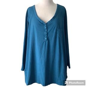 Roamans Blue Teal 3/4 Sleeve Knit Top 30/32